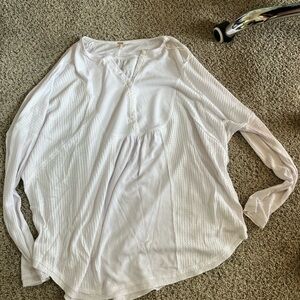 Free People Ribbed White Top